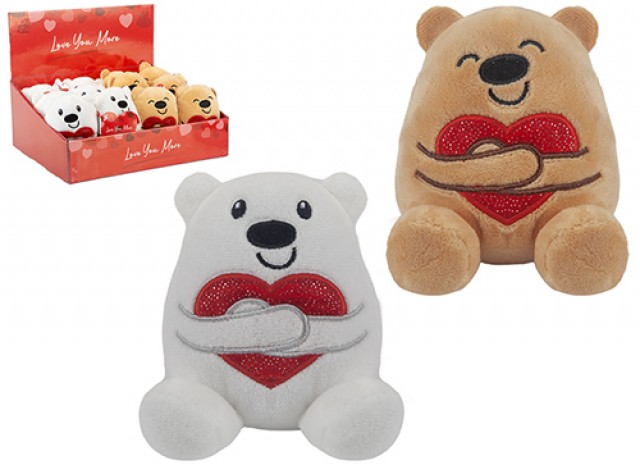 (Mis 1) ORSETTI CON CUORE LUCCICANTE (Love you More) Peluche 10cm In espo da 12pz 2ass…x12…x96